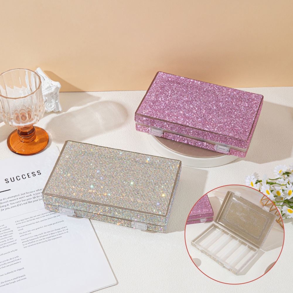 Beauty Makeup Box - Luxury Shiny Rhinestone Storage Box Dual