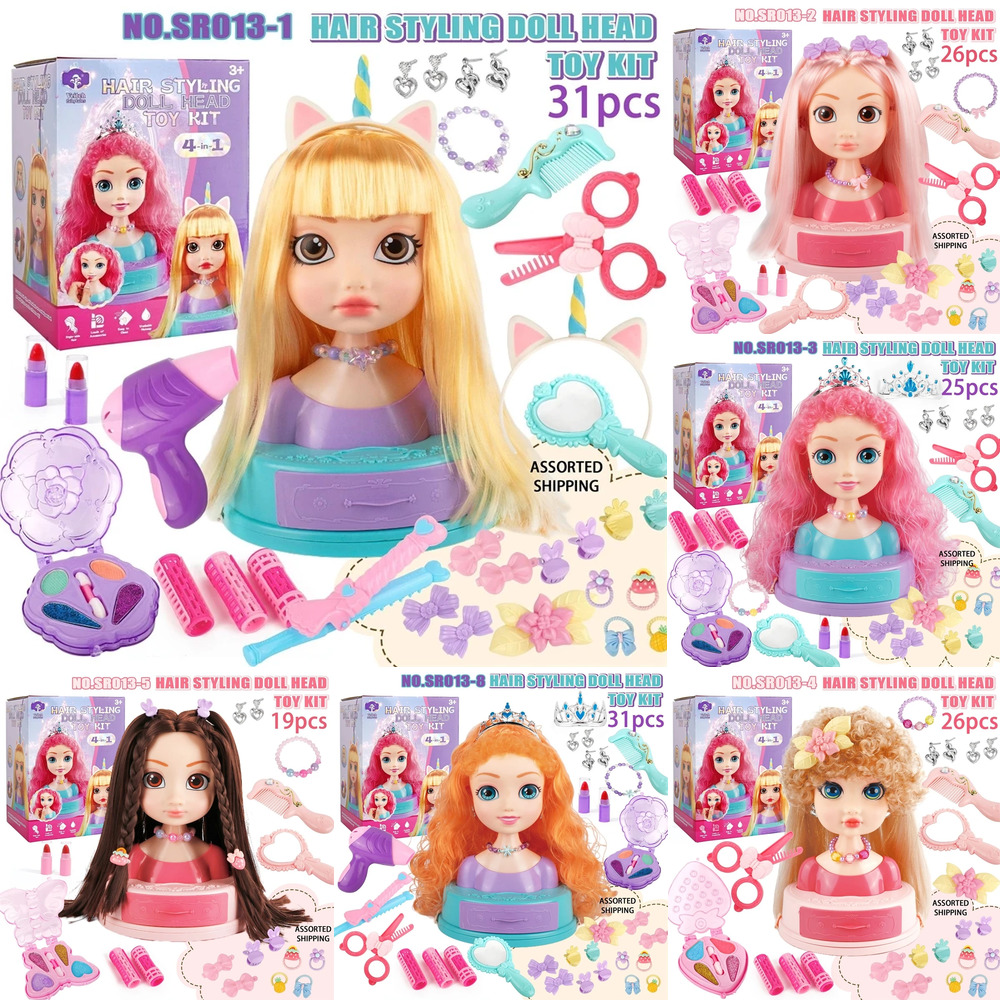 Beauty Makeup Set For Kids - Hair Styling Doll Head Makeup Toy