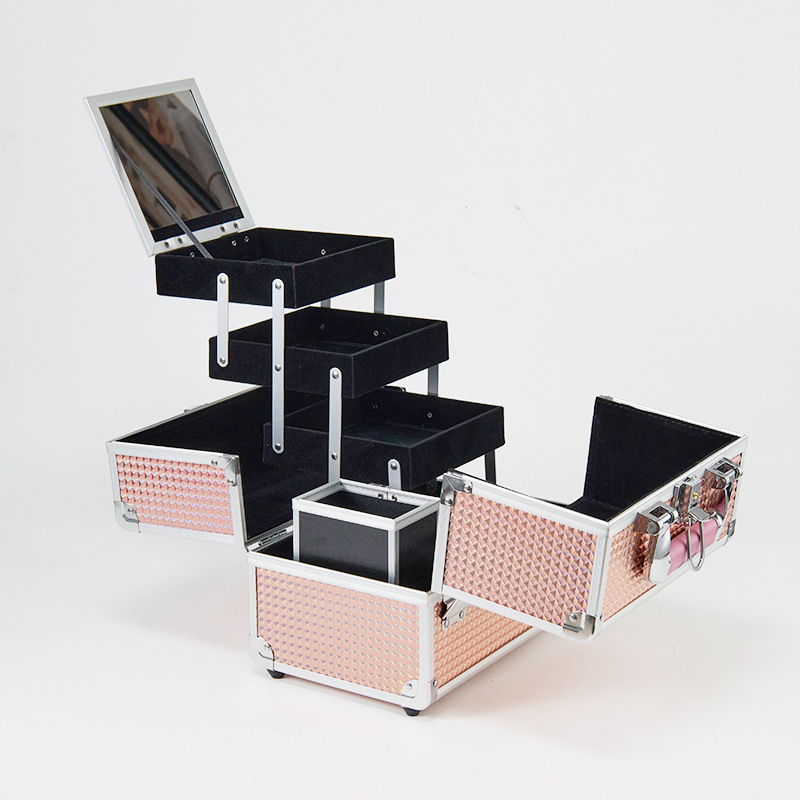 Beauty Makeup Artist - 2026 3-Tray Aluminum Makeup Case with