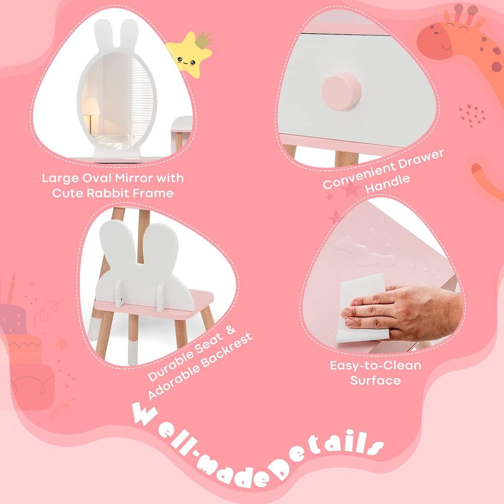 EY Kids Vanity, Rabbit Themed  - Beauty Makeup Set For Kids 评论和价格