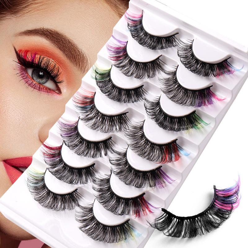 7 Pairs Colorful False Eyelash - False Eyelashes Natural 评论和价格