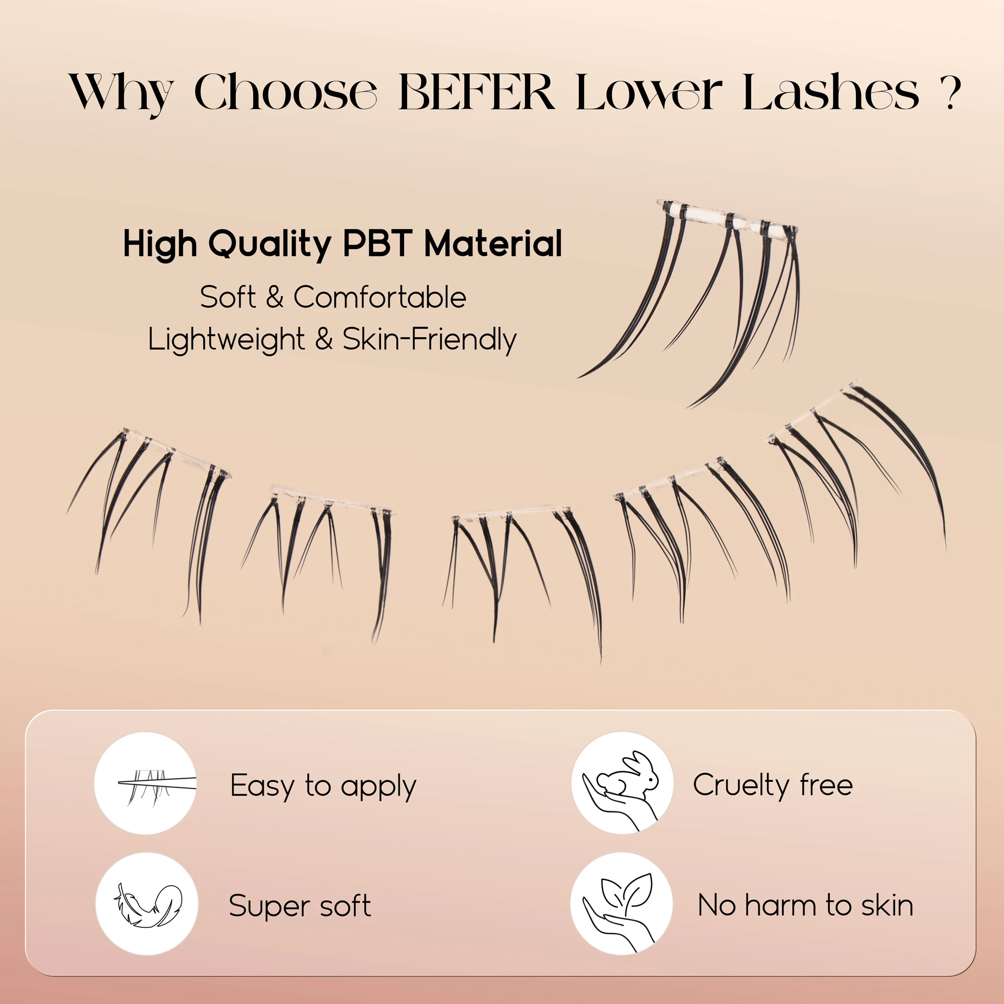 Befer No Glue Needed Lower Las - False Eyelashes Natural 评论和价格