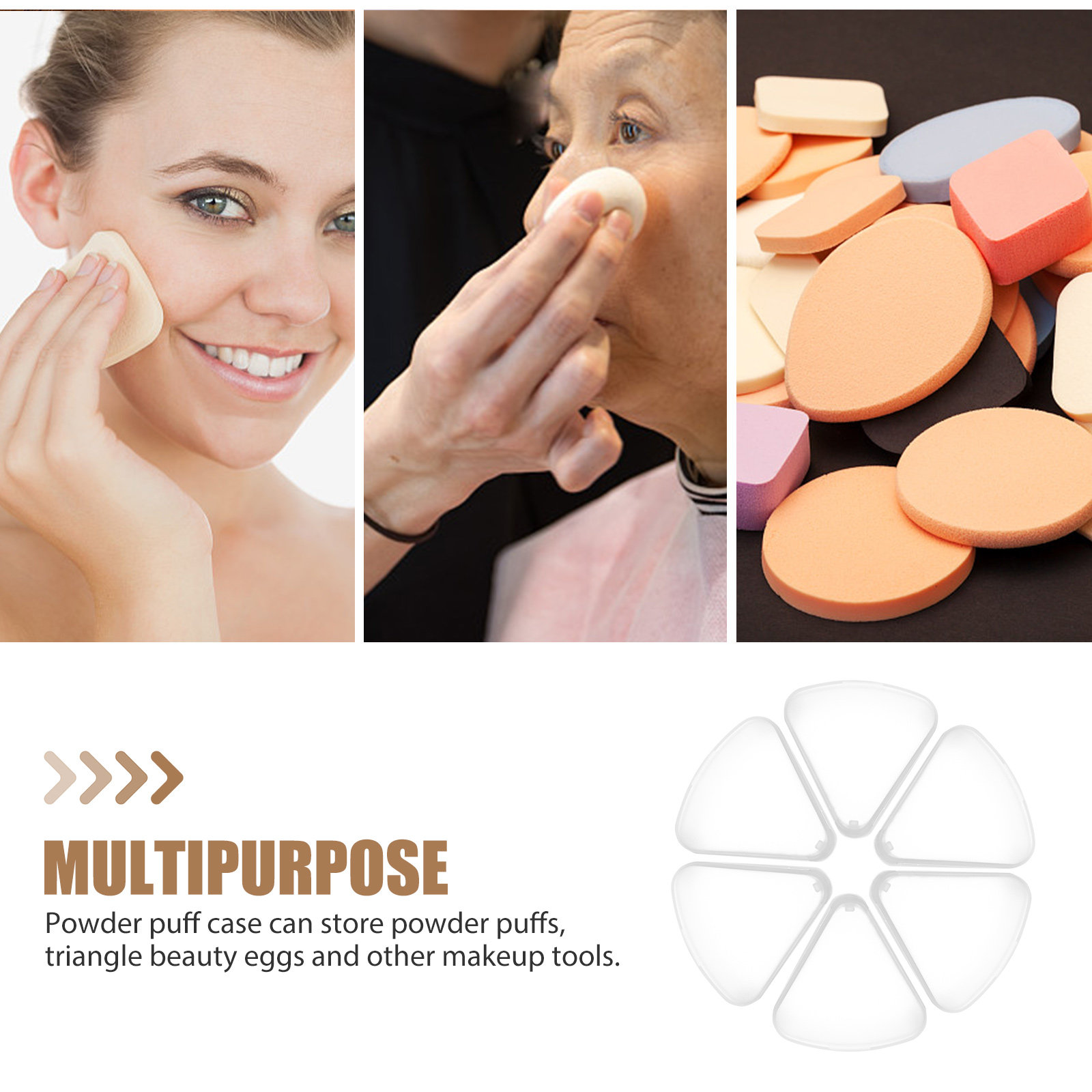 6Pcs Triangle Powder Puff Case - Beauty Makeup Sponge 评论和价格