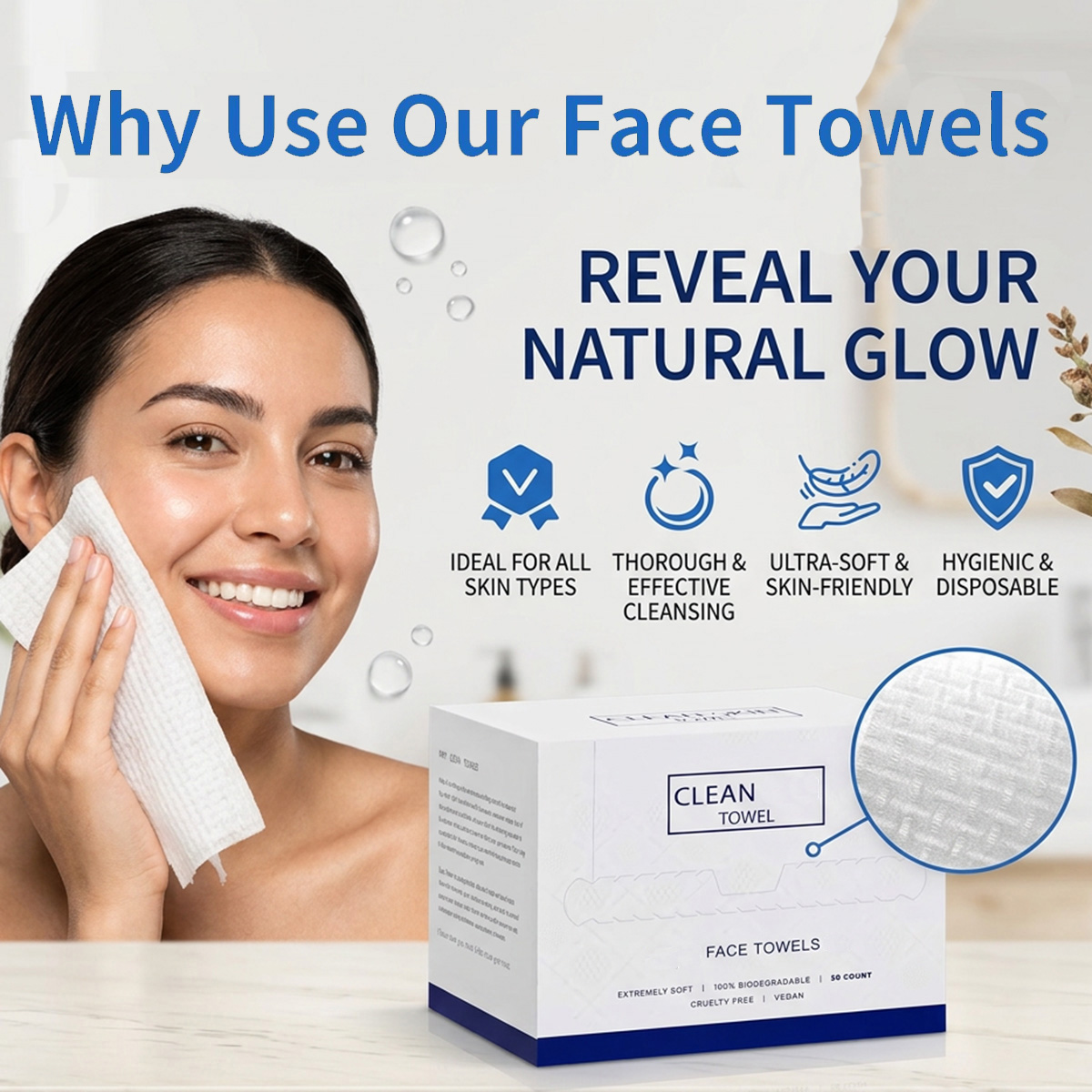 50Pcs/Box Disposable Face Towe - Beauty Makeup Box 评论和价格