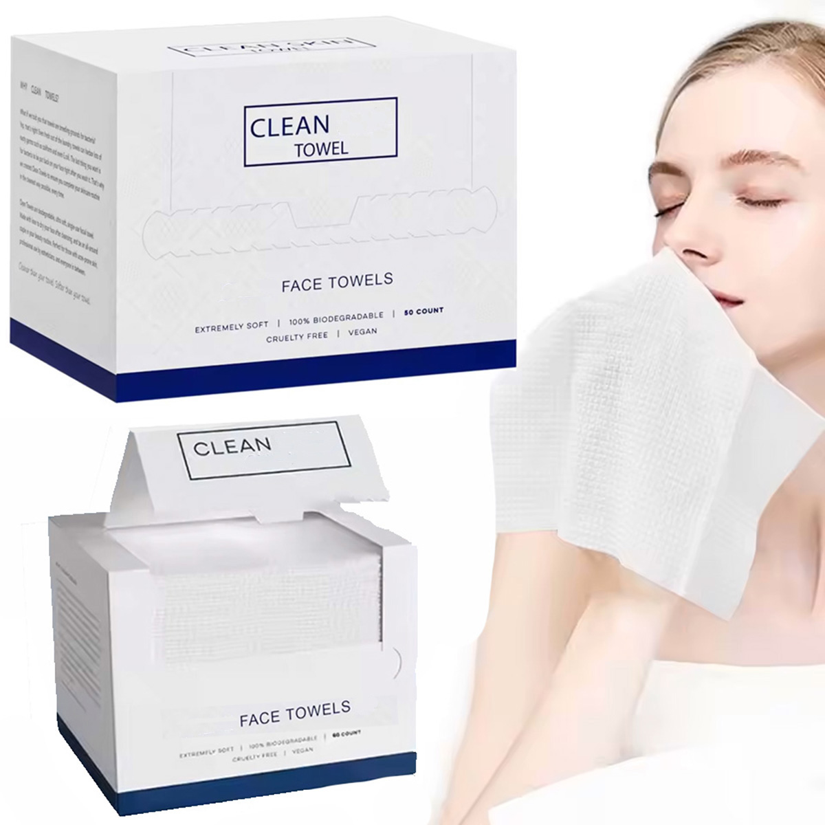 50Pcs/Box Disposable Face Towe - Beauty Makeup Box 评论和价格