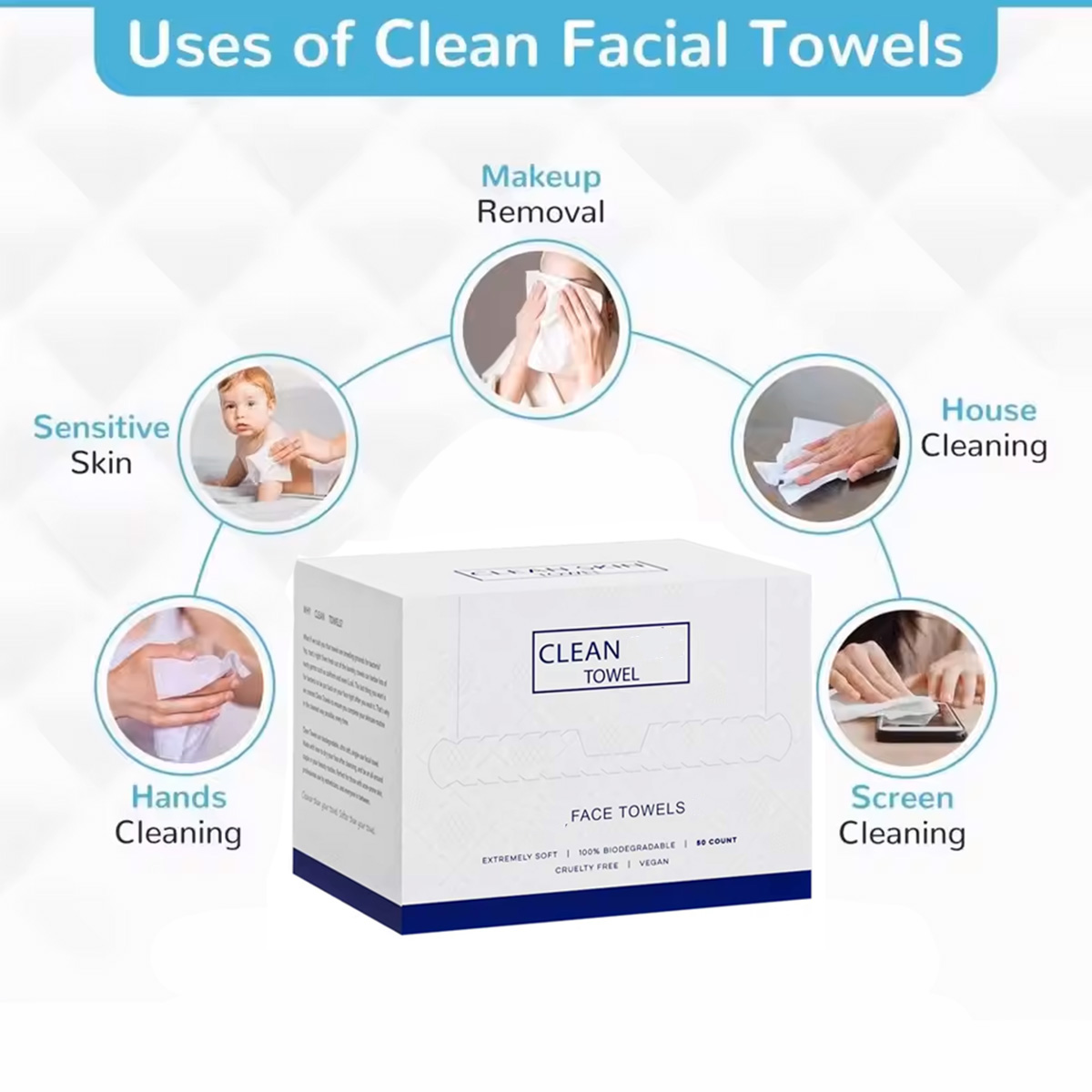 50Pcs/Box Disposable Face Towe - Beauty Makeup Box 评论和价格